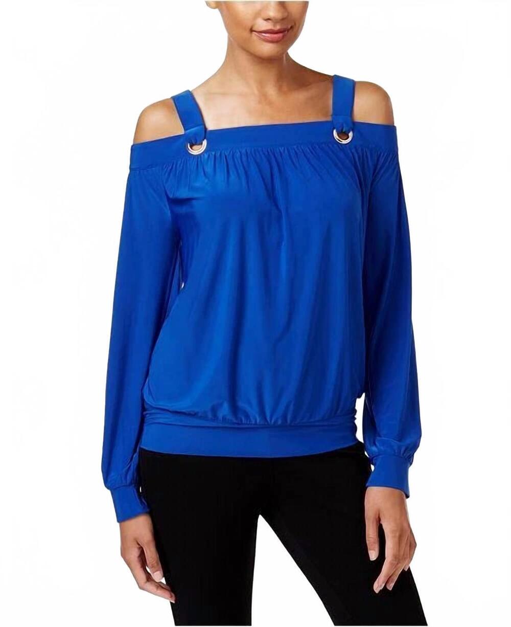 NEW THALIA SODI cold shoulder top in lazulite